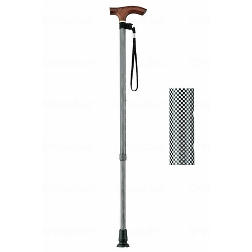 スマイルステッキ 伸縮・細身/黒花柄×2