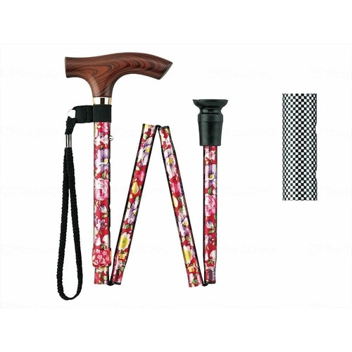 スマイルステッキ 折畳・細身 青リーフ×2