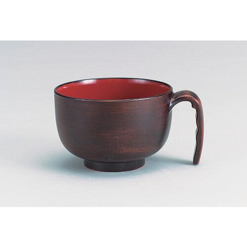 取っ手付き汁椀 ブラウン×9