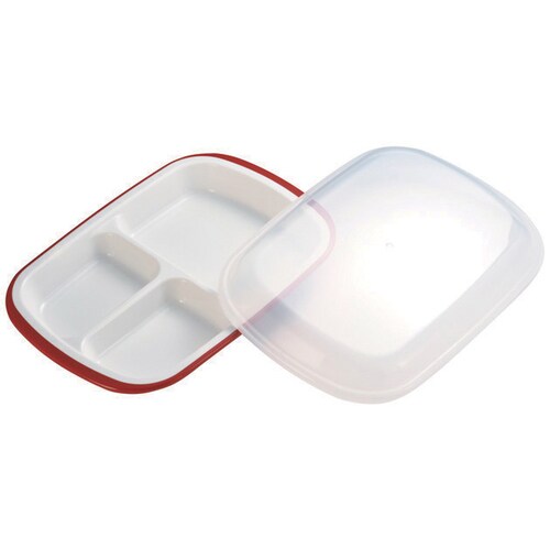 フタ付ランチプレート「楽弁」 朱×7