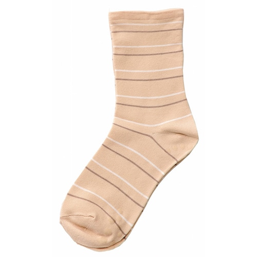 婦人ゴムなし柄すべり止めソックス/ベージュ×14