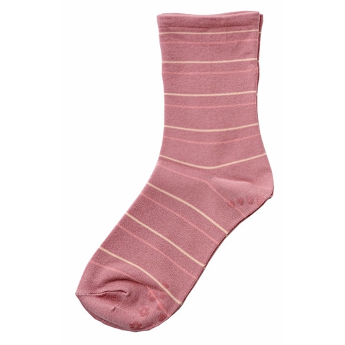 婦人ゴムなし柄すべり止めソックス/ローズ×14