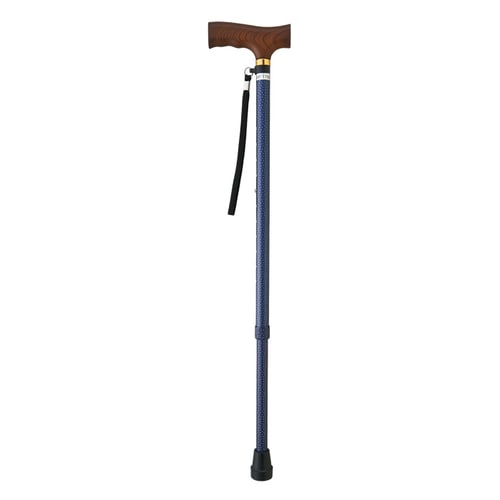 夢ライフステッキ柄杖伸縮型ベーシック紺水玉 ギフト