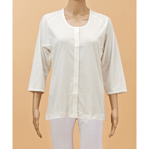 TioTio前開き7分袖(ラグラン)婦人用 白 M