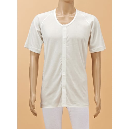 ひば前開き5分袖(ラグラン袖)紳士用/白/LL×4