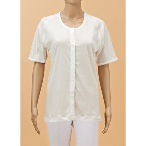 ひば前開き5分袖(ラグラン袖)婦人用/白/LL×4