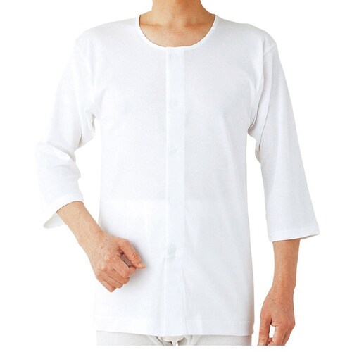 紳士用ワンタッチ7分袖シャツ2枚組/ホワイト/M