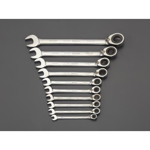 ラチェット片目片口スパナ10本組