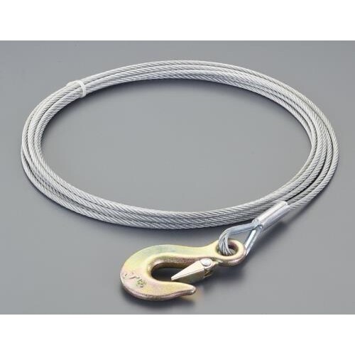 ハンドウィンチ用ワイヤー(フック付)5X4.5m