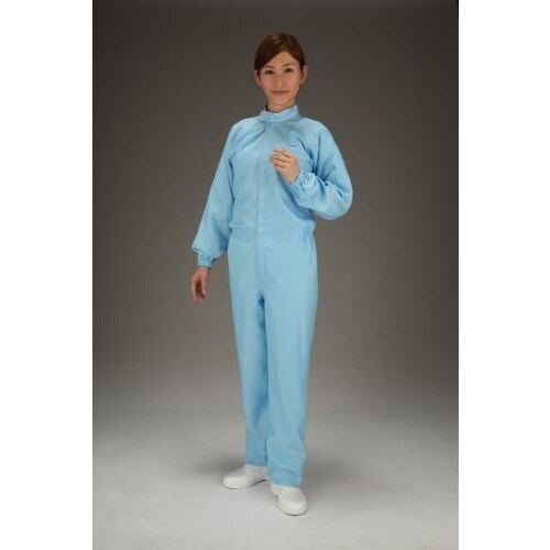 クリーンルーム用継ぎ作業服(青センターF)L