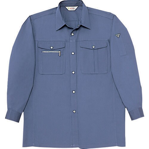 長袖シャツ 14004 ブル−グレ− 4L