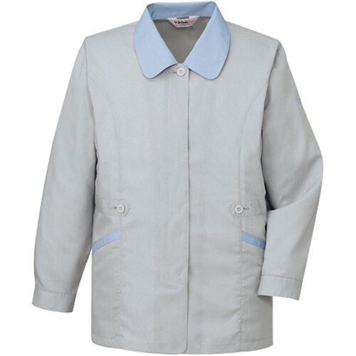 長袖スモック 45325 シルバ− 4L