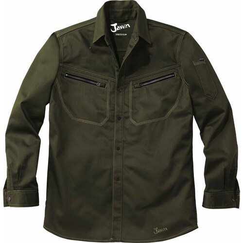 長袖シャツ 52504 メタリツクオリ−ブ L