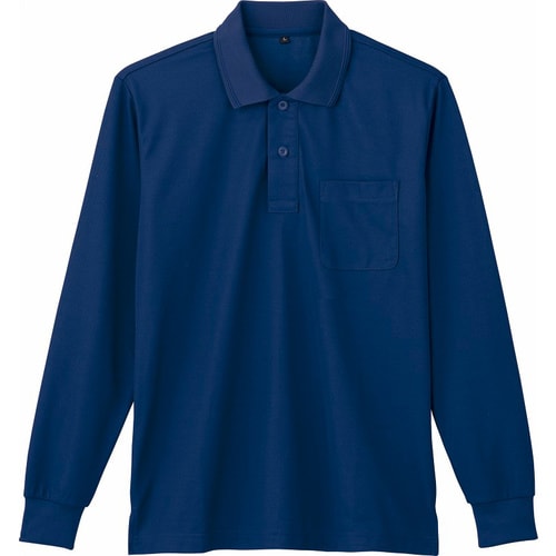 長袖ポロシャツ 85864 ネ−ビ− EL