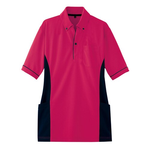 サイドポケット半袖ポロシャツ ローズ L