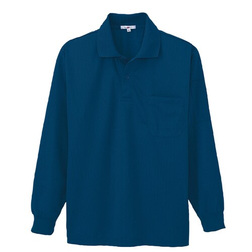 吸汗速乾長袖ポロシャツ ネイビー M