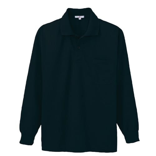 吸汗速乾長袖ポロシャツ ブラック SS