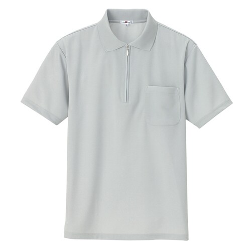 吸汗速乾半袖ジップポロシャツ グレー SS
