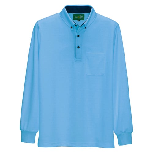 長袖ボタンダウンポロシャツ サックス SS