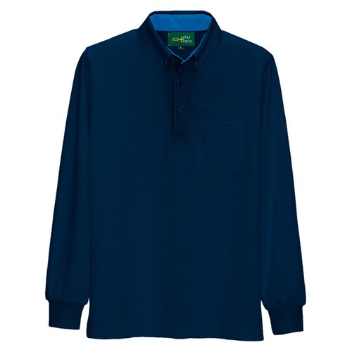 長袖ボタンダウンポロシャツ ネイビー M