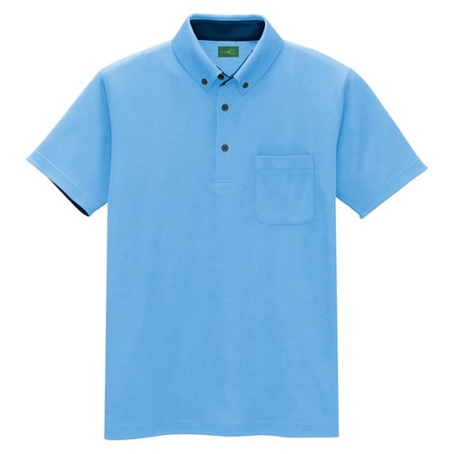 半袖ボタンダウンポロシャツ サックス 5L