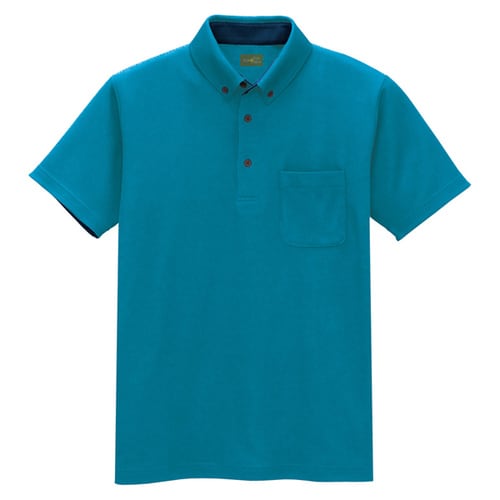 半袖ボタンダウンポロシャツ Pブルー S