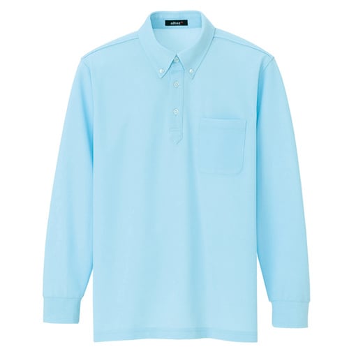 長袖ボタンダウンポロシャツ サックス 6L