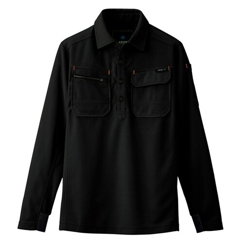 長袖ポロシャツ ブラック 4L