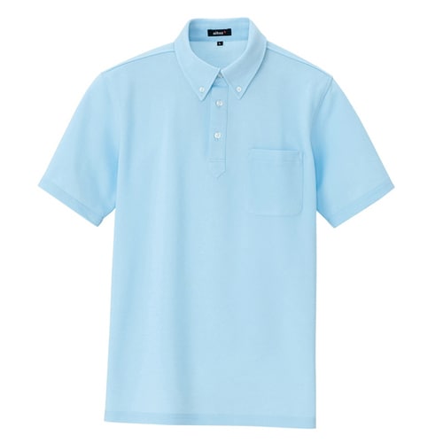 半袖ボタンダウンポロシャツ サックス 6L