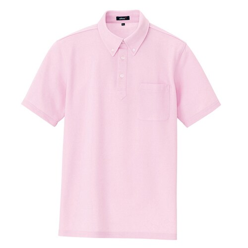 半袖ボタンダウンポロシャツ ピンク LL