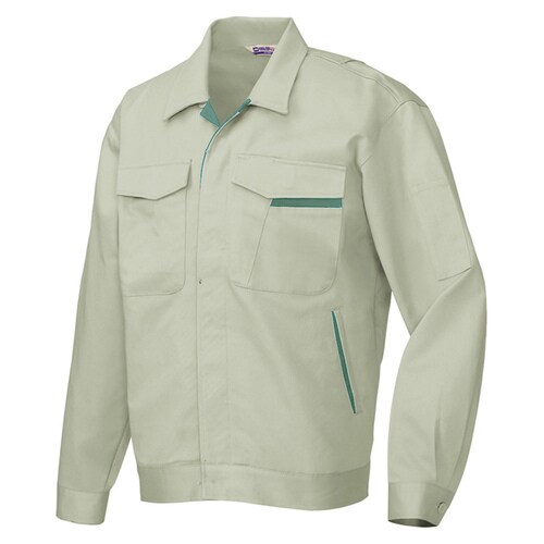 長袖ジャンパー アースグリーン×ターコイズ 5L