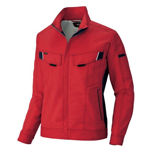 長袖ブルゾン レッド×チャコール L