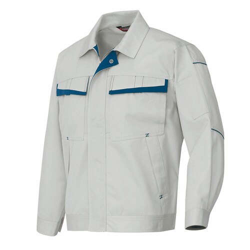 長袖ブルゾン シルバーグレー×Rブルー 3L