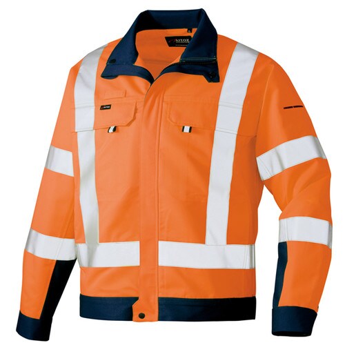 長袖ブルゾン ハイパーオレンジ×ネイビー 3L