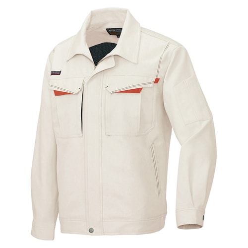 長袖ブルゾンA ベージュ×レッド 5L