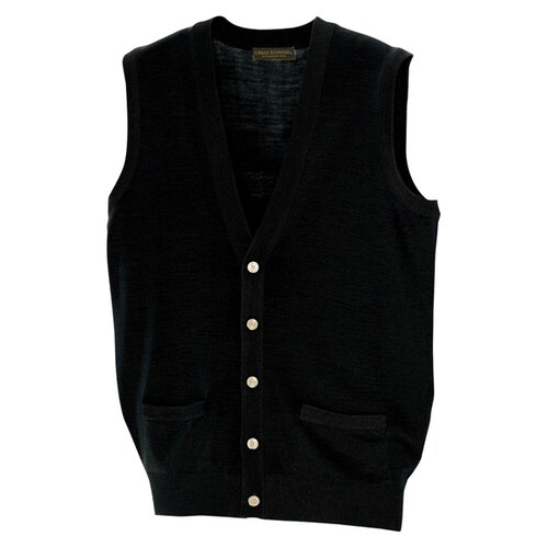 Vネック前開きベスト ブラック SS