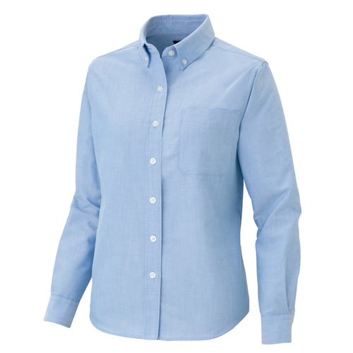 レディース長袖ボタンダウンシャツ サックス 4L