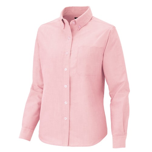 レディース長袖ボタンダウンシャツ ピンク LL