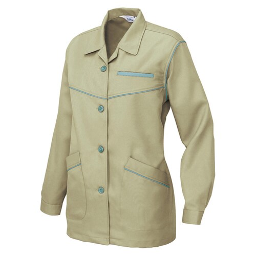 レディース長袖スモック アースグリーン L