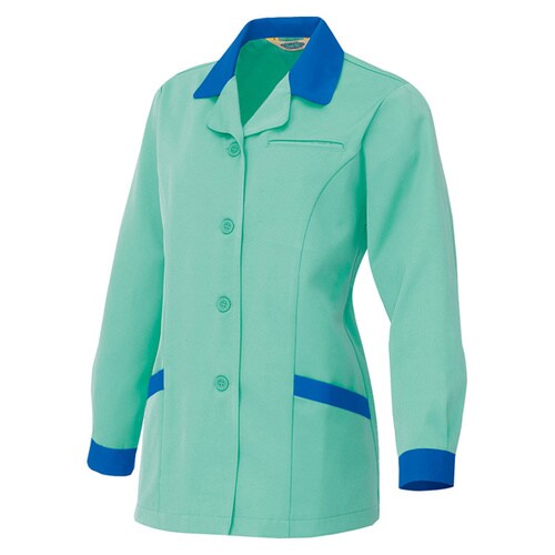 レディース長袖スモック エメラルドグリーン 3L