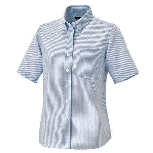 レディース半袖ボタンダウンシャツ サックスS LL
