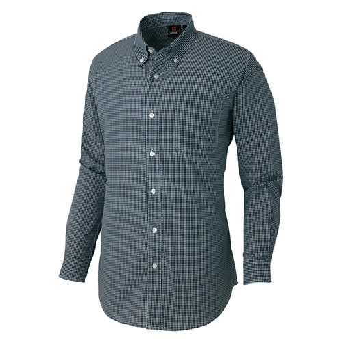 長袖ボタンダウンシャツ ブラック 5L