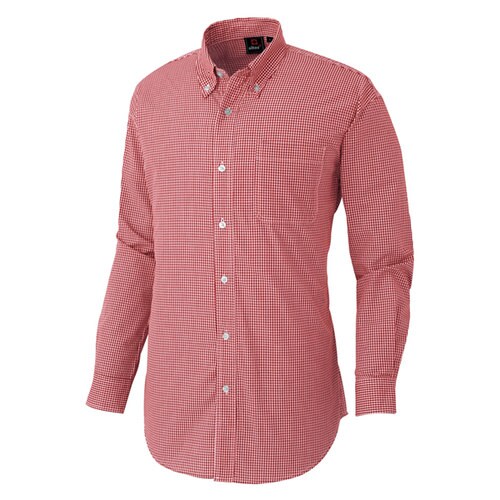 長袖ボタンダウンシャツ レッド LL