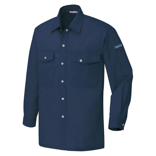 長袖シャツ(配色なし・薄地) ネイビー 5L