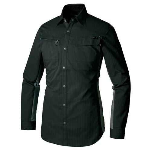 長袖シャツ カーキブラック S