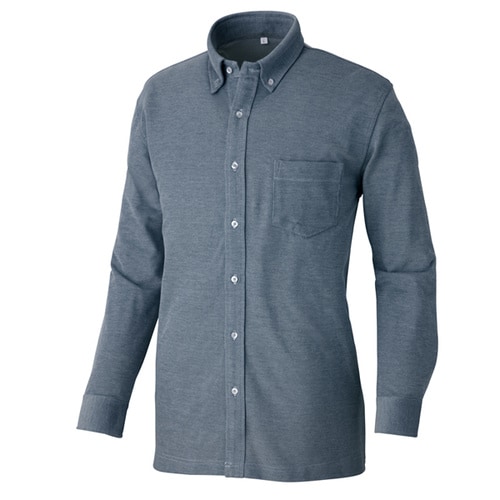 長袖ニットボタンダウンシャツ ネイビー 3S