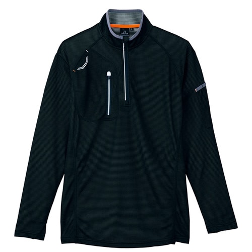 長袖ハーフZIPシャツ ブラック S