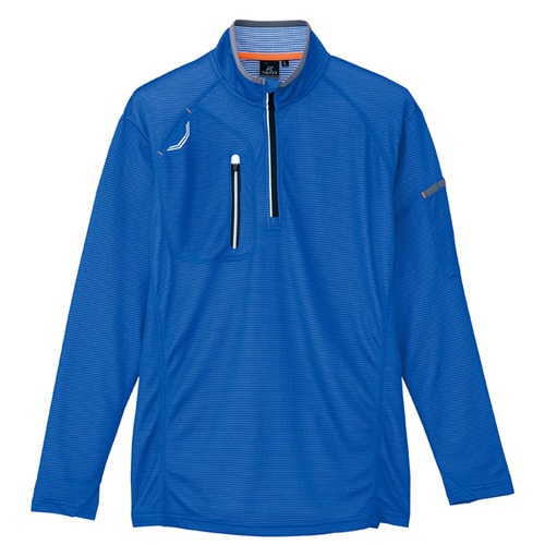 長袖ハーフZIPシャツ Rブルー M