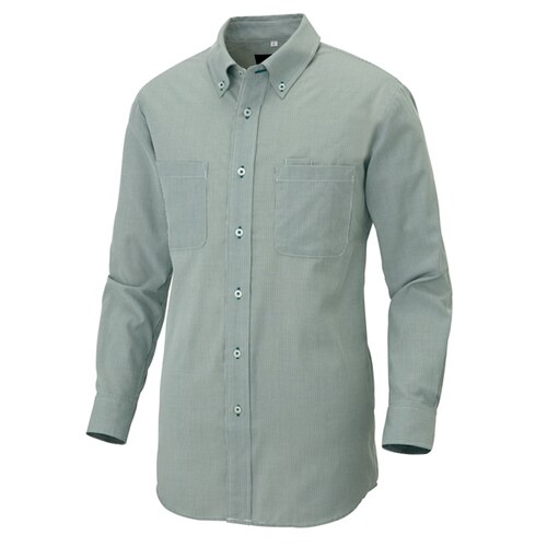 長袖ボタンダウンシャツ グリーン 5L