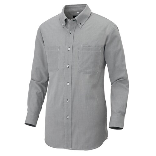 長袖ボタンダウンシャツ ブラック 5L